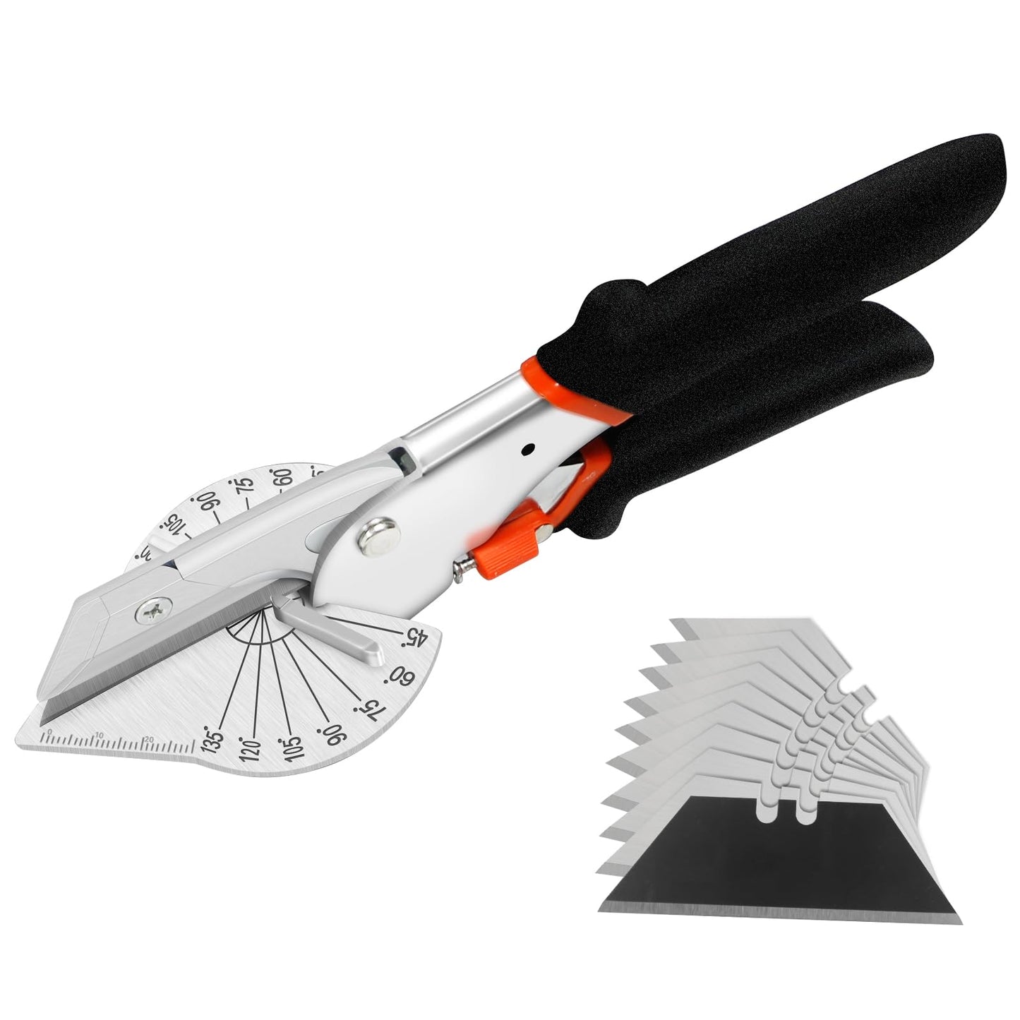 FLORA GUARD Miter Shears - 45 to 135 Degree Multi Angle Trim Cutter, Gasket Shear for Cutting Soft Wood, Plastic, PVC and More, Including 10 Spare