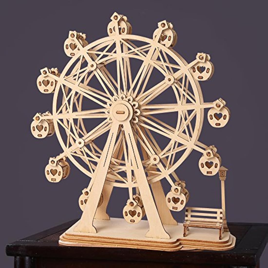 Rolife Woodcraft Construction Kit Modular Mechanical Model 3D Wooden Puzzle for Self-Assembly Toy Gift For Kids, Teens and Adult(Ferris Wheel)