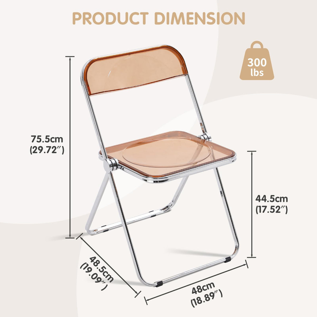 TAO ONE Acrylic Folding Chair Clear Morden Chrome Chair-Tawny