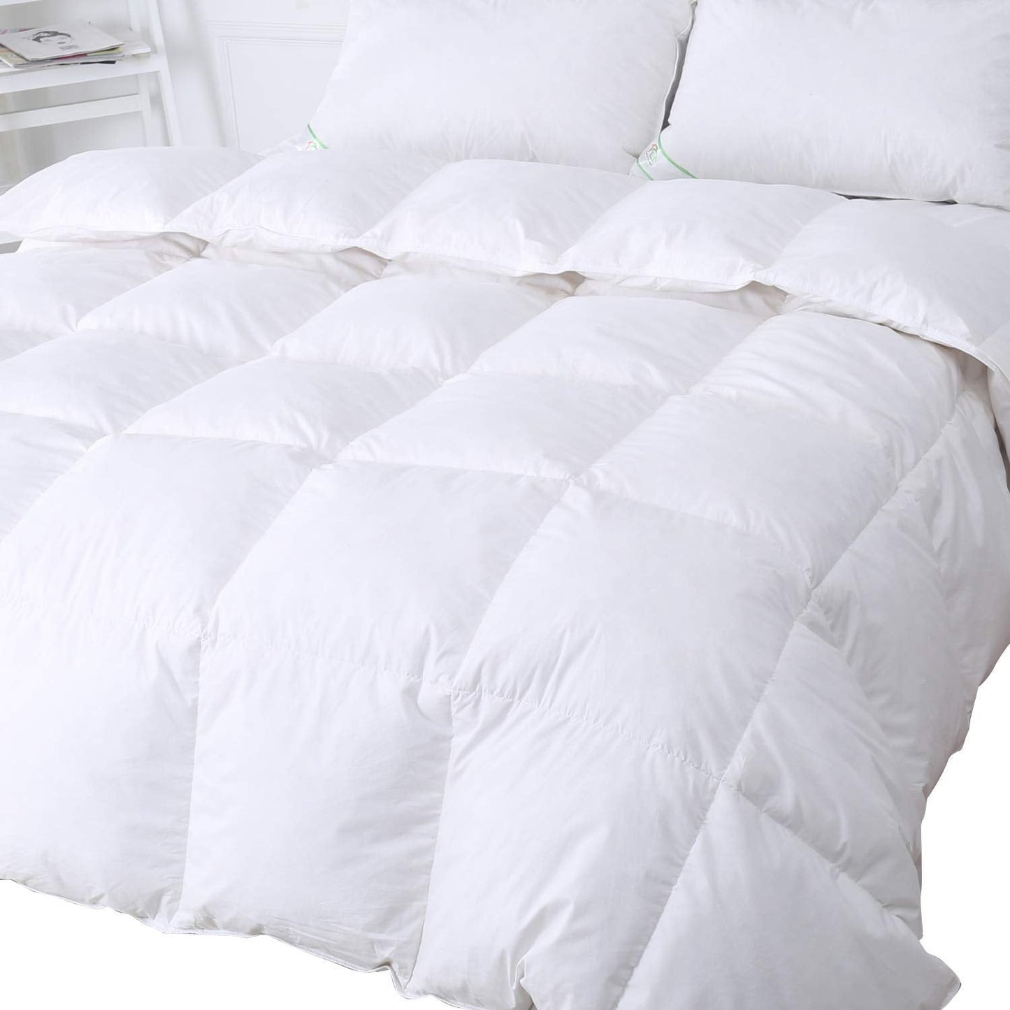 King Size 13.5 Tog - 50% White Goose Feather & 50% Down Duvet - 300T 100% Cotton Anti Dust Mite & Down Proof Fabric - Anti Allergen - Luxury Winter