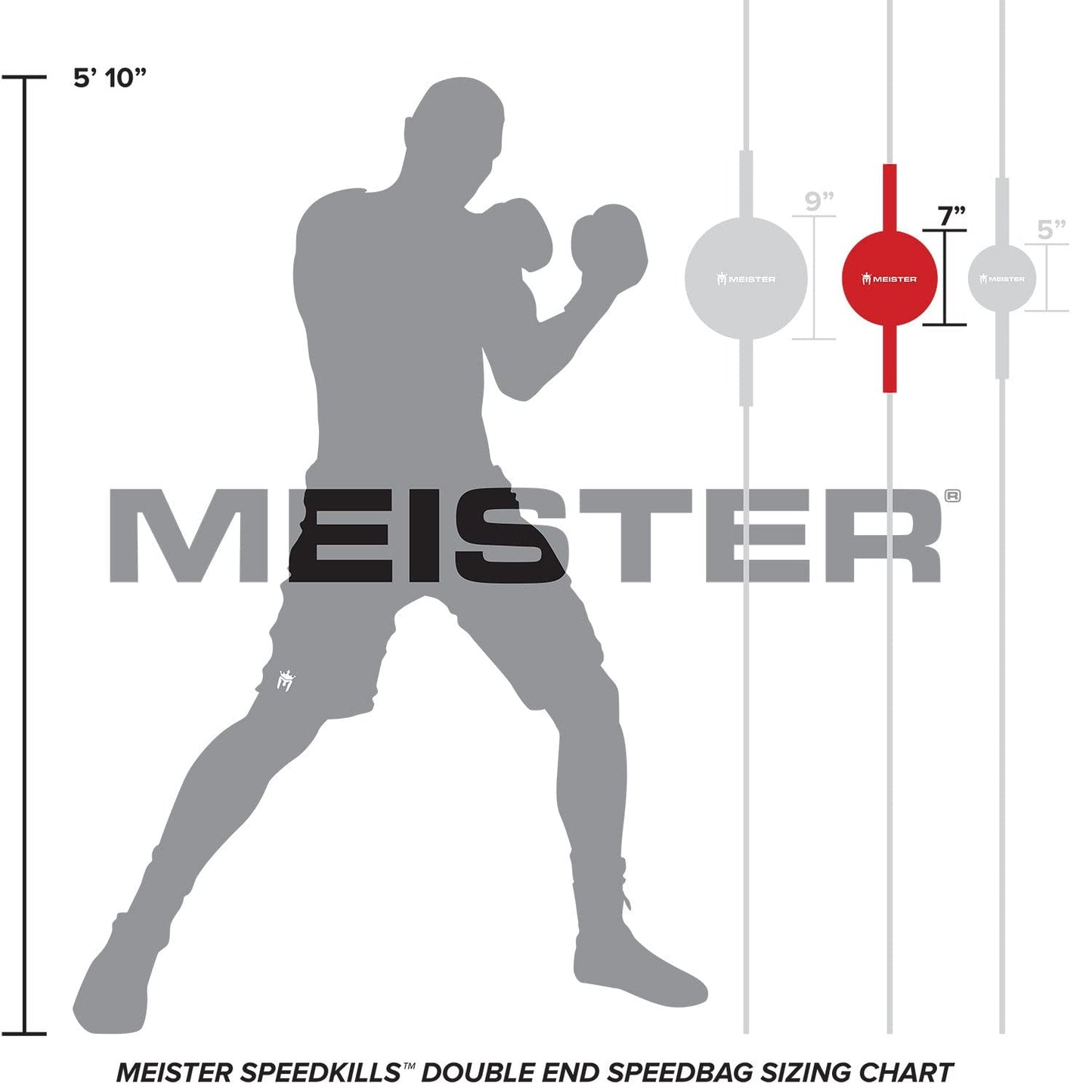 Meister SpeedKills Double-End Leather Speed Bag w/Bungees & Lightweight Latex Bladder - Black - Medium (7.0")