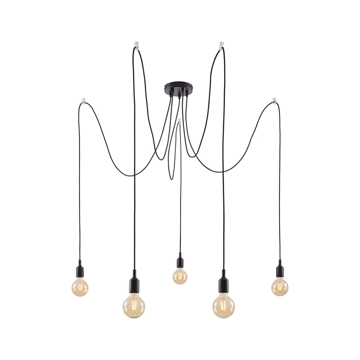 Paulmann 50389 Ketil Neordic Pendant luminaire 5-lamp Sputnik max. 5x20 watts Pendant lamp Black Ceiling lamp Silicone, Metal Pendant luminaire E27