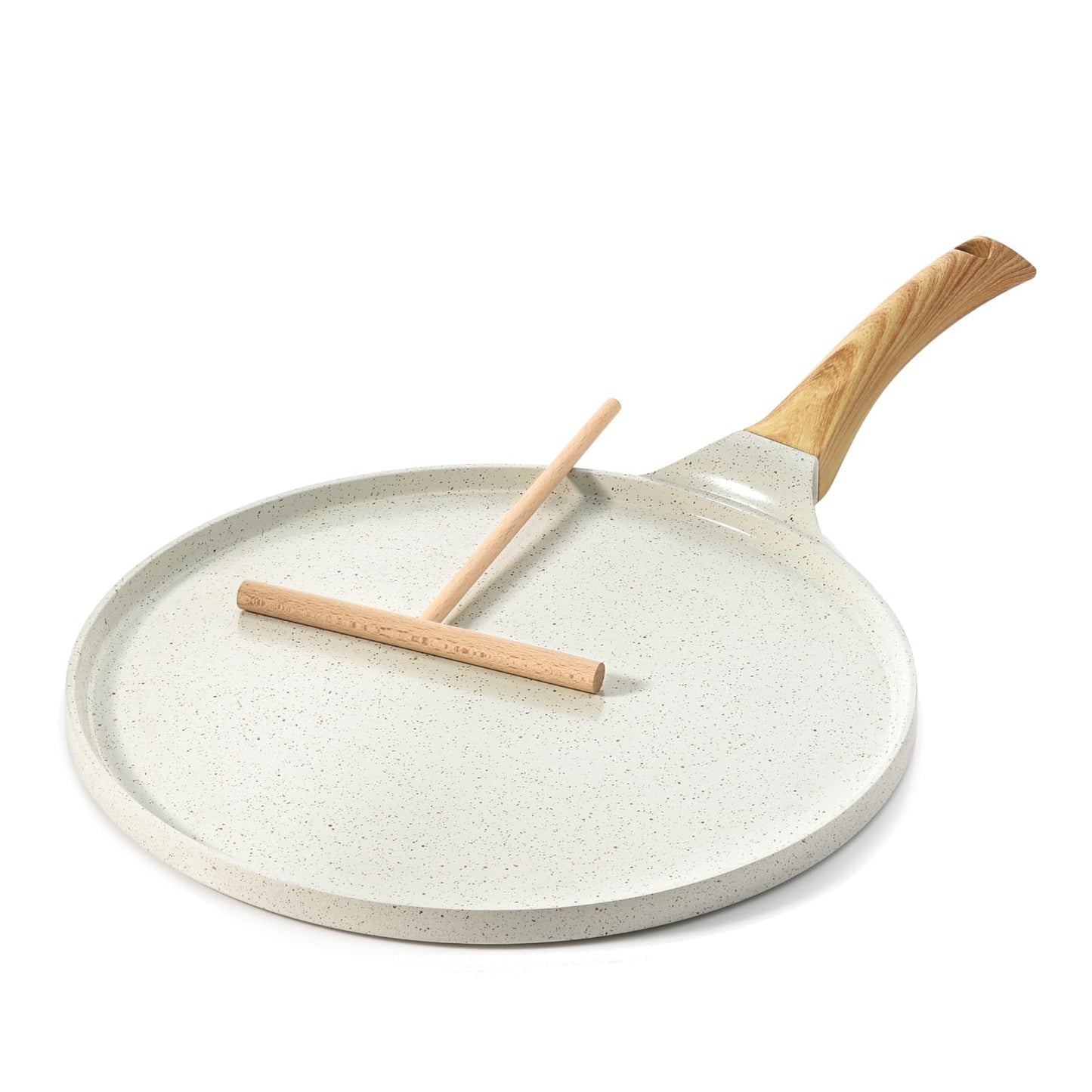SENSARTE Nonstick Pancake Pan with Spreader, 30cm Natural Ceramic Coating Dosa Pan Crepe Pan Flat Skillet Tawa Griddle with Stay-Cool Handle,