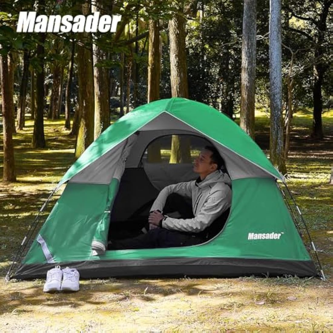 Mansader 2-3 Man Tent, Camping Tent Waterproof for 2-3 Person Dome Tent Lightweight Easy Set Up with Carry Bag for Outdoor Garden Backpacking Hiking Travel