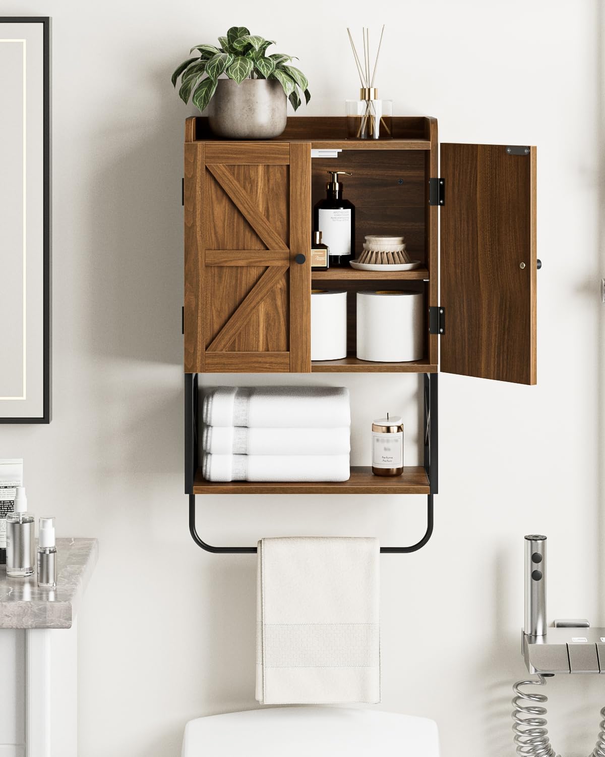 Apetaccat? Bathroom Cabinet Wall Mounted, Wooden Medicine Cupboard with Adjustable Shelves, Space-Saving Wall Storage Unit for Bathroom, Kitchen and