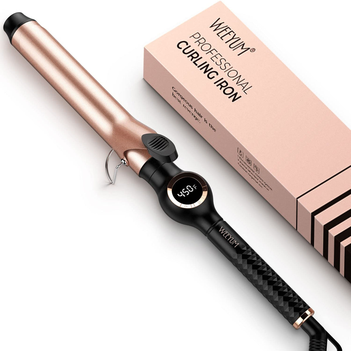 Curling Tongs 32mm, Long Barrel Hair Curler for Hair, Ceramic Tourmaline Hair Curling Iron Dual Voltage