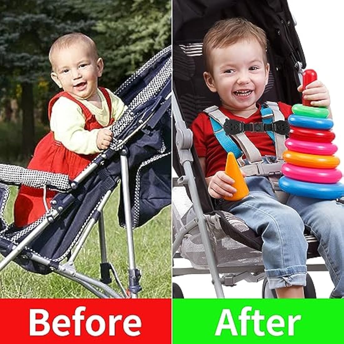 QOPAHI Car Seat Strap Anti Escape, Baby Harness Chest Clip Car Seat Safety Clip, Prevent Children/Kids Taking Their Arms Out of Child Car Seat/High Chairs/Strollers/Baby Reins(2 Pack)