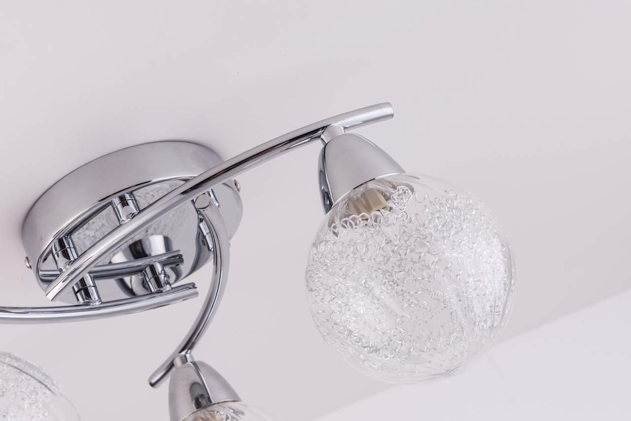 AUROLITE AL1031 BOLLA 3xG9 LED Semi Flush Ceiling Light, Polished Chrome Finish, 12W, Ideal for Living Room, Bedroom, Kitchen, and Hallway, Straight,