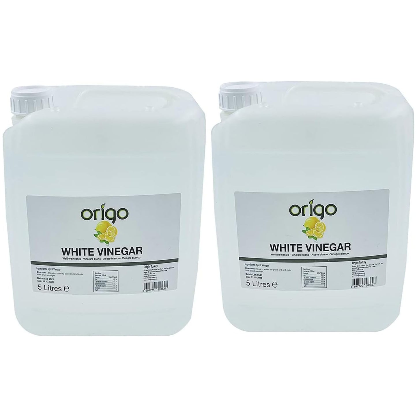 Origo White Vinegar for Cleaning, Pickling, Distilled White Vinegar - 10L Bottle with Fresh Lemon Scent | Ideal for Weed Killer, Household, Cooking &