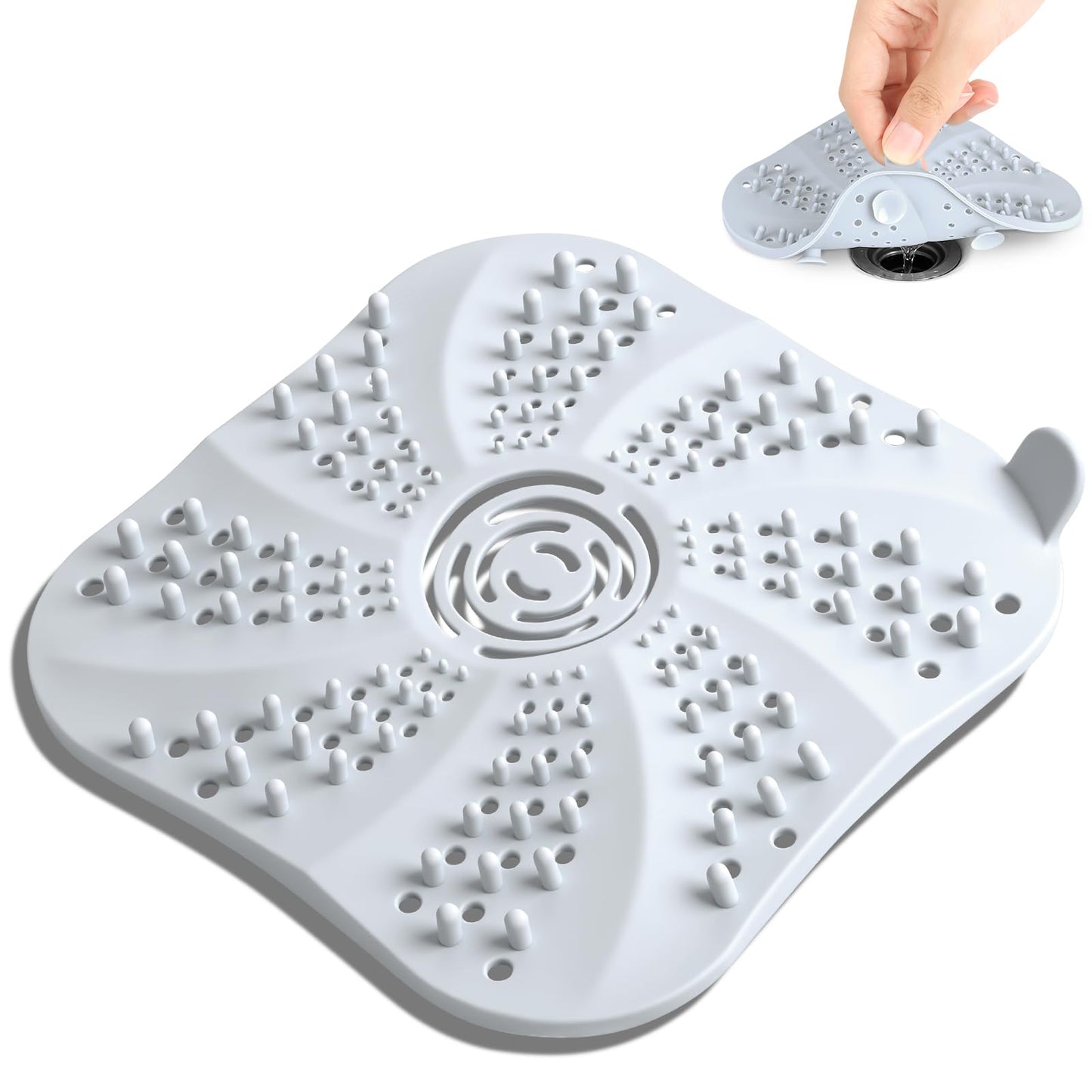 Shower Drain Cover Silicone Shower Drain Hair Catcher with Suction Cups