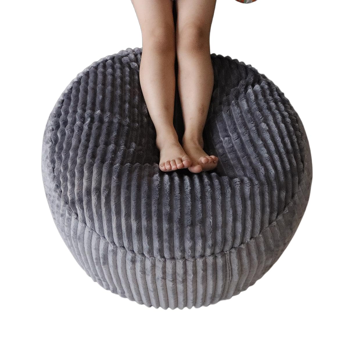 lygooh Unstuffed Footstool Bean Bag Cover Round Pouf Ottoman Foot Stool