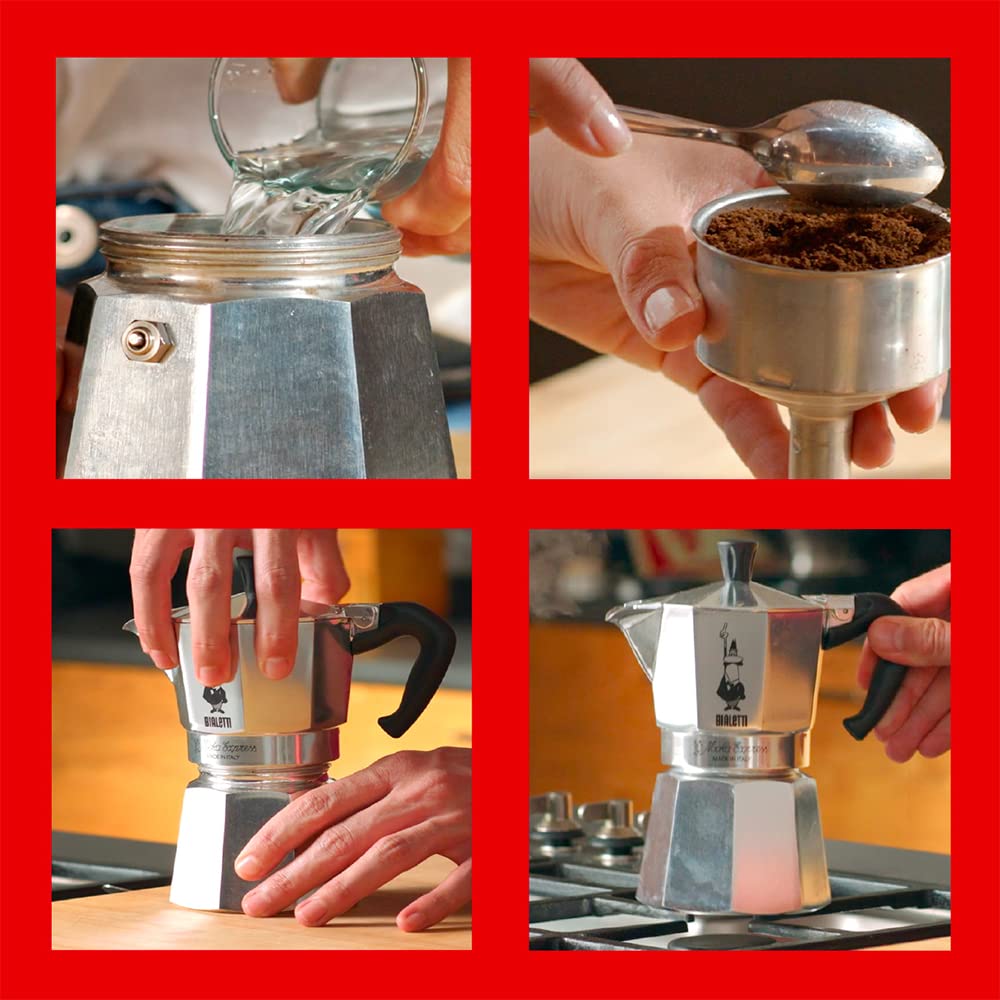 Bialetti Moka Express Aluminium Stovetop Coffee Maker 130 ml(3 Cup)