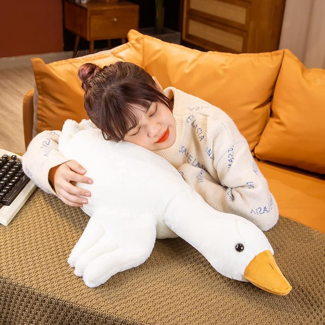 50-160CM Huge Goose Plush Toys Big Duck Doll Soft Stuffed Animal Sleeping Pillow Cushion for Kids and Girls (90CM)