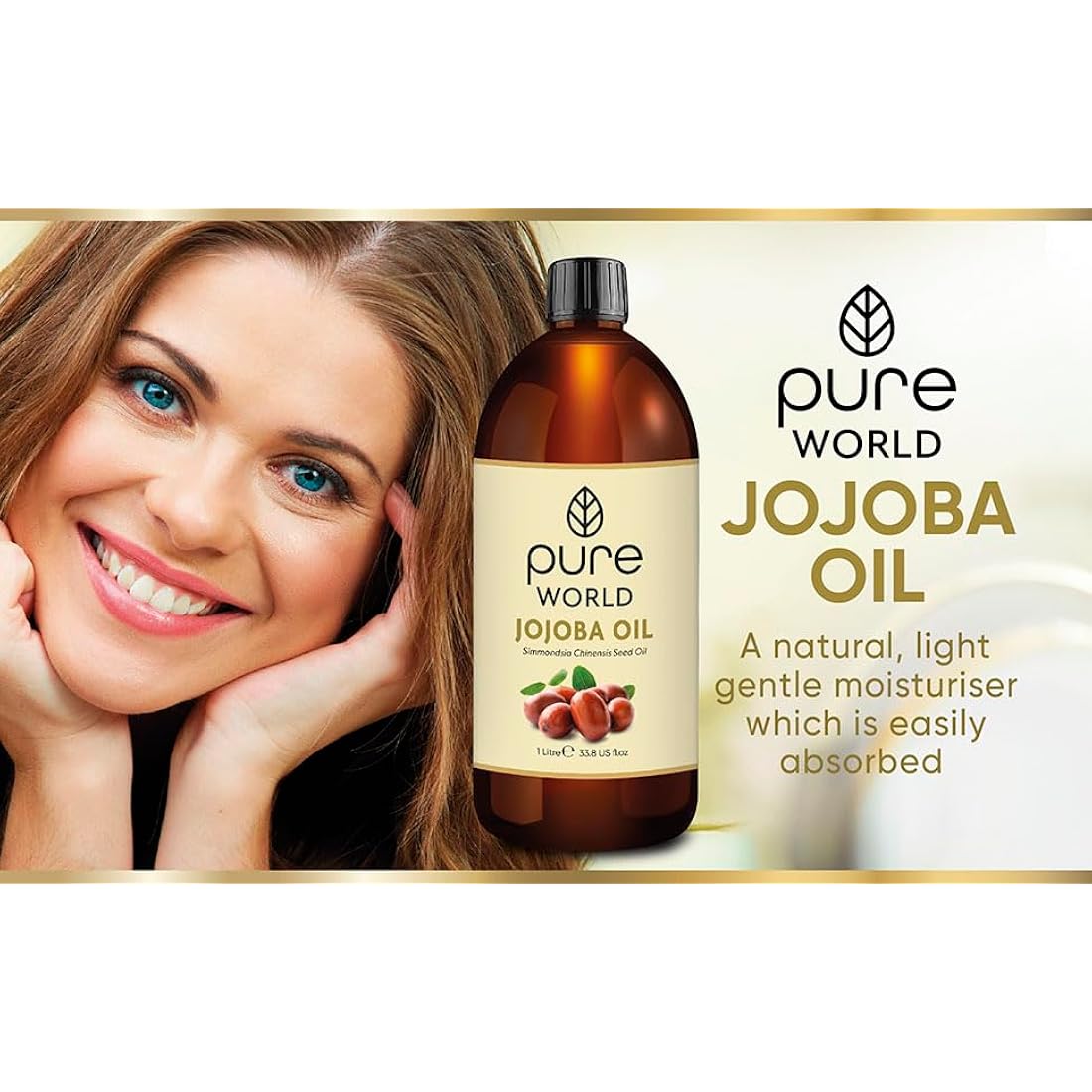Pure World Natural Jojoba Oil… Jojoba Oil, 1 Litre Jojoba Oil Cold Pressed 100% Pure and Undiluted