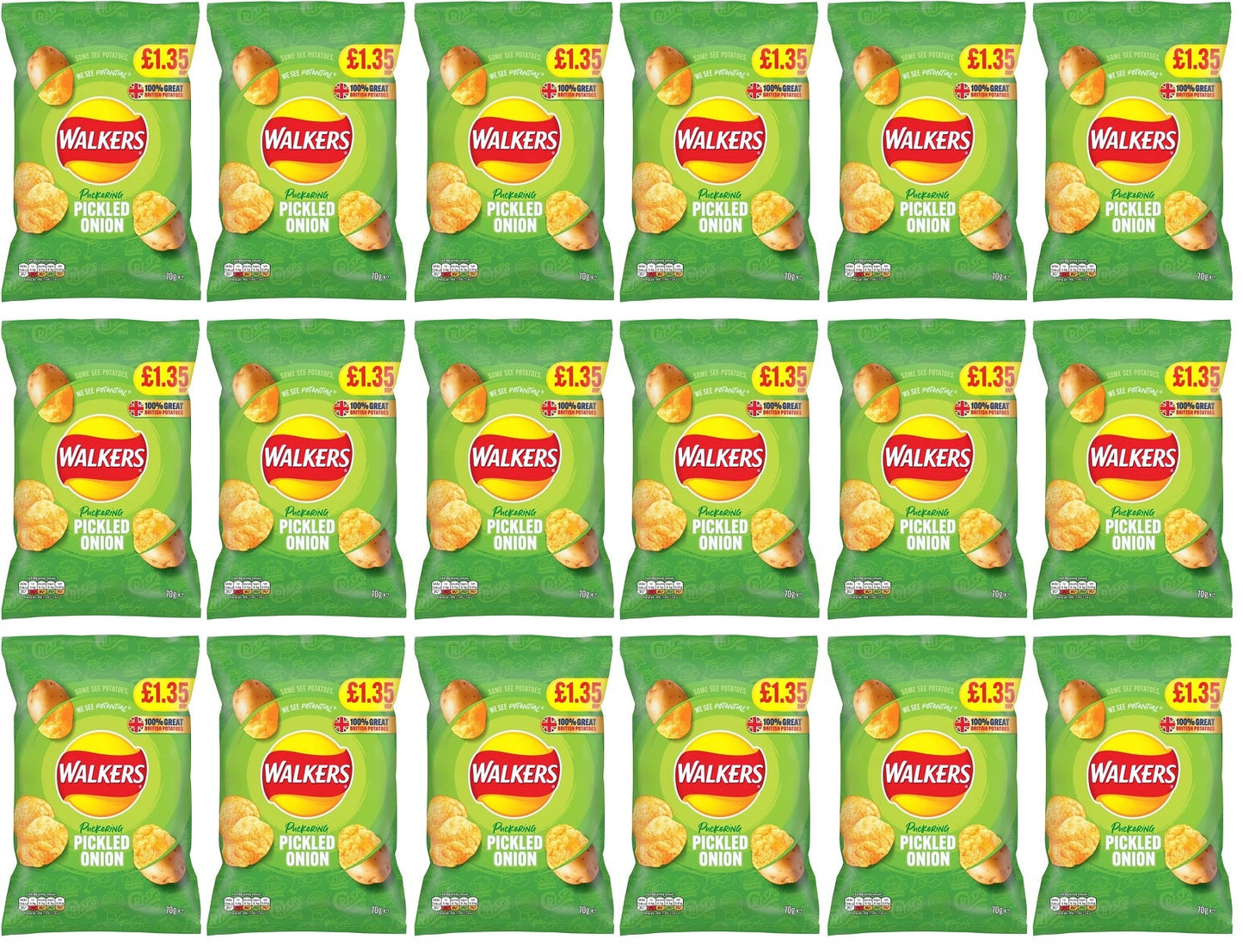18 x Walkers Pickled Onion - 70GM