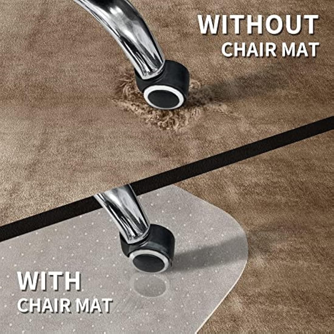 SHAREWIN Office Chair Mat for Carpeted Floors, 120x90 cm with Lip Heavy Duty Anti-Slip for Low/Medium Pile Carpet Protector Rug, Easy Clean