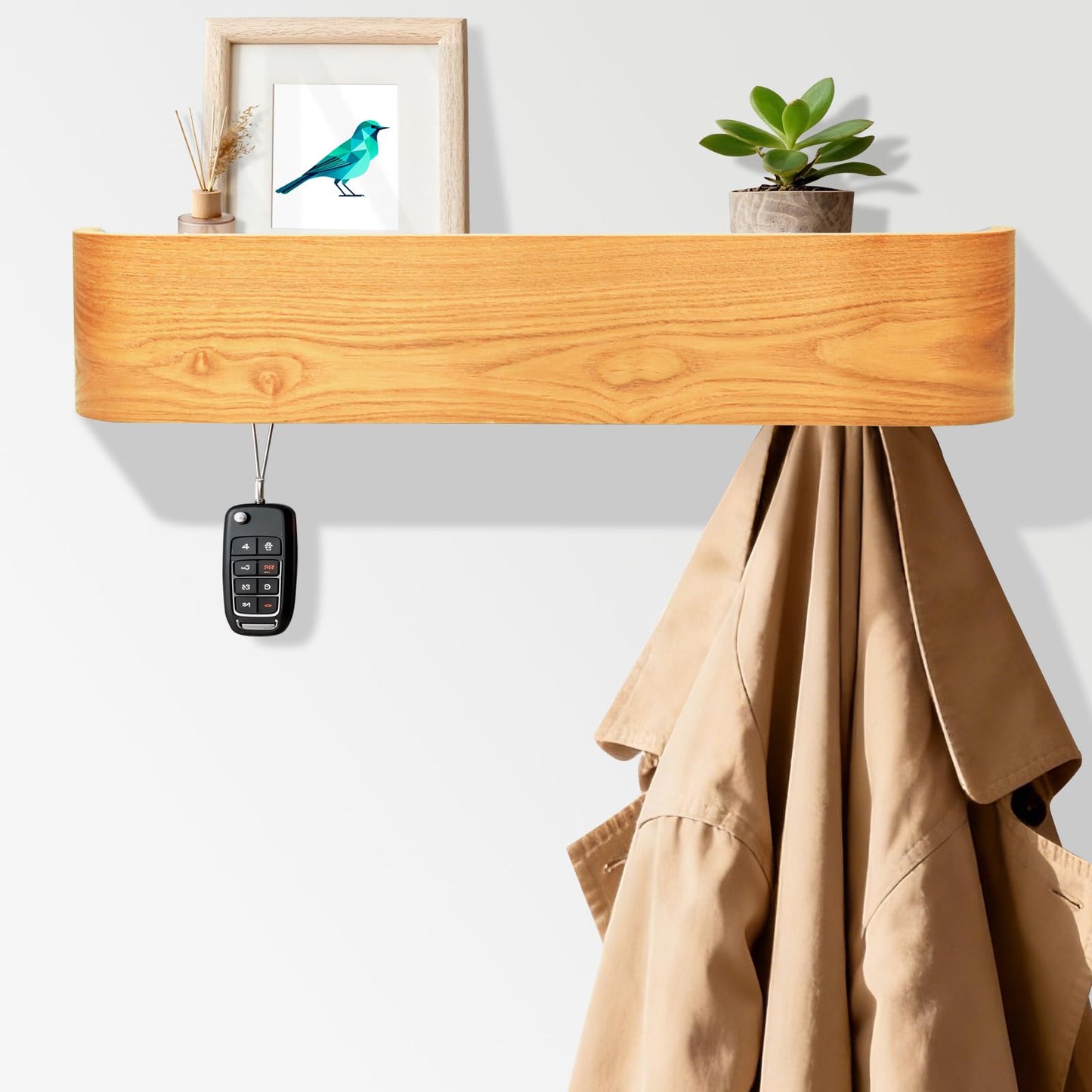 Topfinder Coat Rack with Shelf Wall-Mounted Organizer with 5 Hidden Hooks