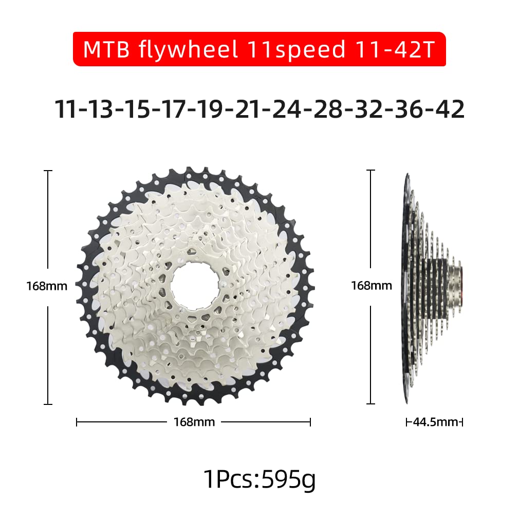 CYSKY 11 Speed Cassette 11-42T Cassette Fit for Mountain Bike, Road Bicycle, MTB, BMX (Light Weight) (11-42T)