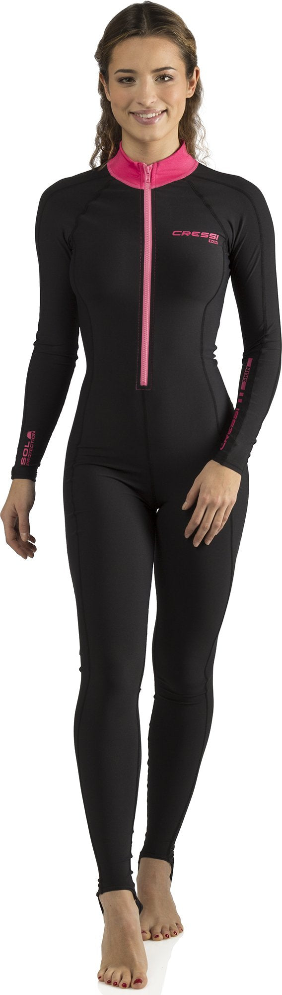 Cressi Women's 1mm One piece wetsuit Skin, Black Pink, XS UK