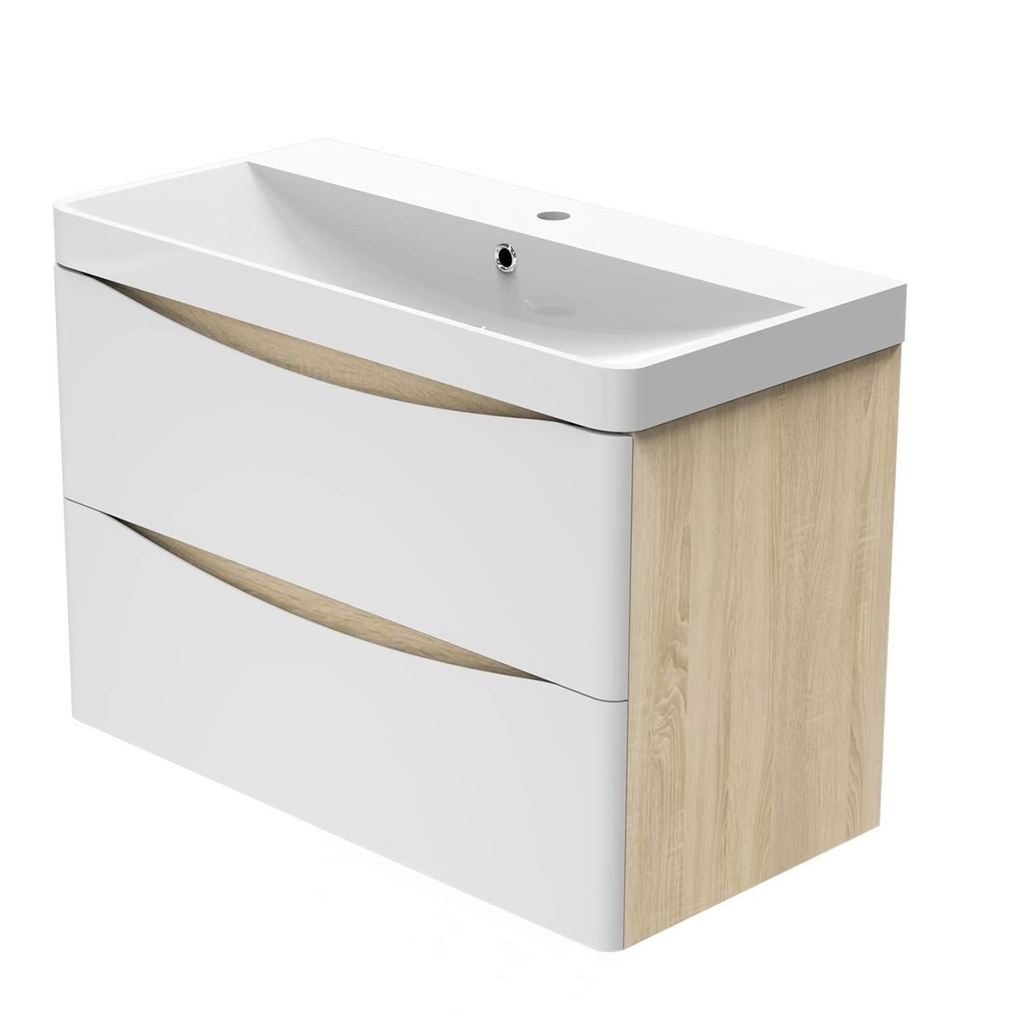 800mm Wall Hung Bathroom Vanity Basin Unit Matt White 2 Soft Close Drawers Bathroom Furniture Set