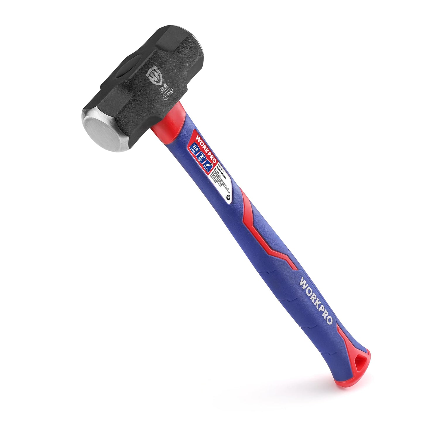 WORKPRO Club Hammer 3.0 lb / 1.4 kg with Fibreglass Handle, Forged Steel Head Non-Slip Ergonomic Grip Sledge Hammer for Gardening, Building