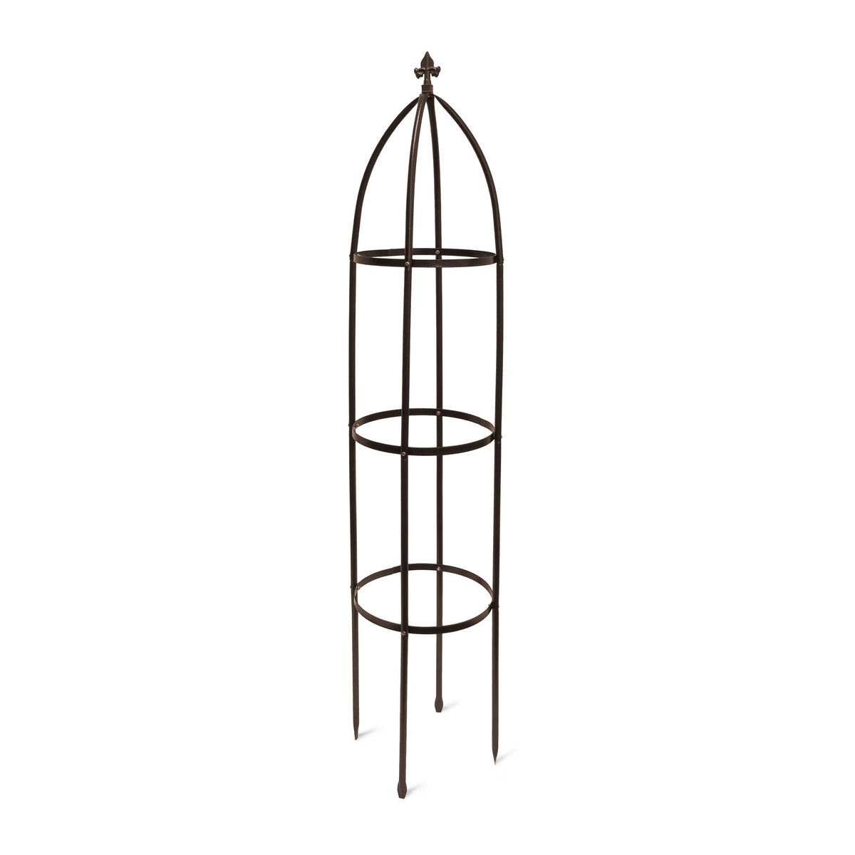 Relaxdays Metal Obelisk, 190 cm, Trellis for Climbing Plants, Support for Flowers and Vines, Brown