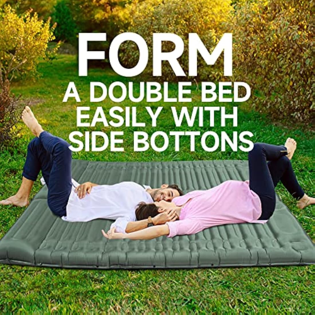 BLUEVER Camping Mattress, 14 cm Thick Self-inflating Outdoor Sleeping Pad with Foot Pump, Waterproof and Durable Air Mattress for Hiking, Backpacking