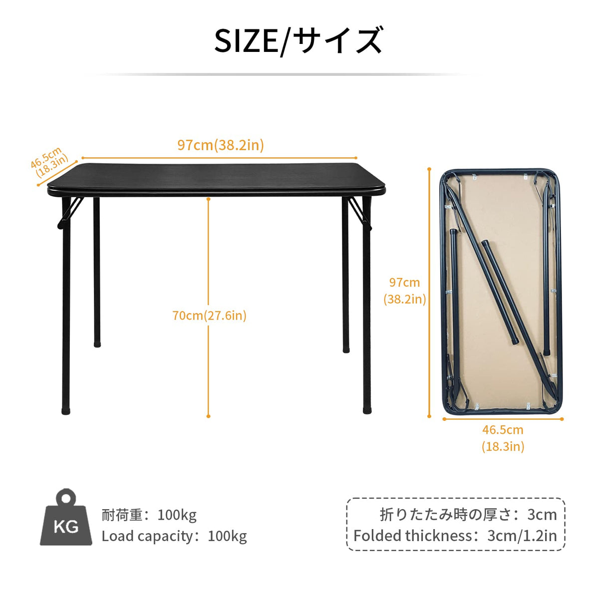 BOOSDEN Foldable Table, Folding Tables for Indoor and Outdoor Use, 3.1 x 1.5 ft Card Table, Collapsible Design, Lightweight and Durable, Fold Up