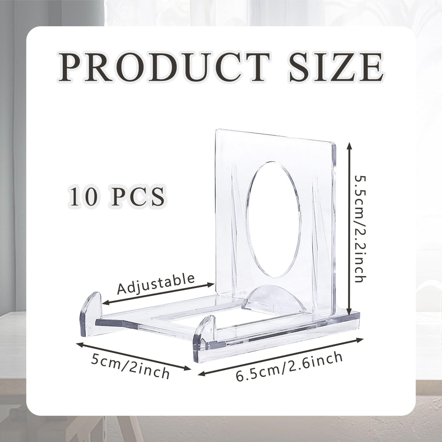 SYEYCW 10 Pcs Acrylic Display Stand, Clear Adjustable Clear Acrylic Plastic Display Stands, Multifunctional Card Display Stand, for Photos