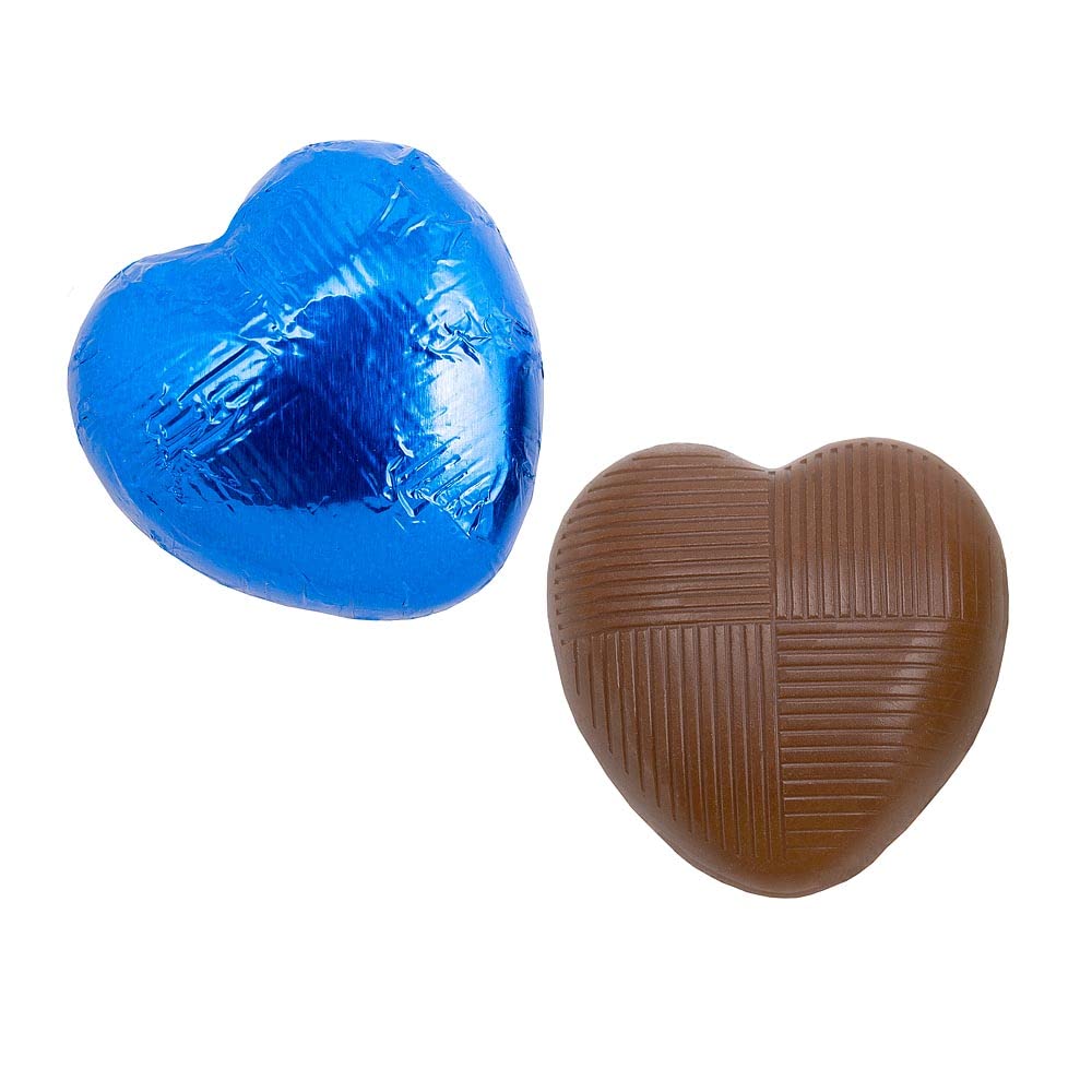 Italian Options Milk Chocolate Hearts, 500 grams approx 83 Pieces, Royal Blue Foil