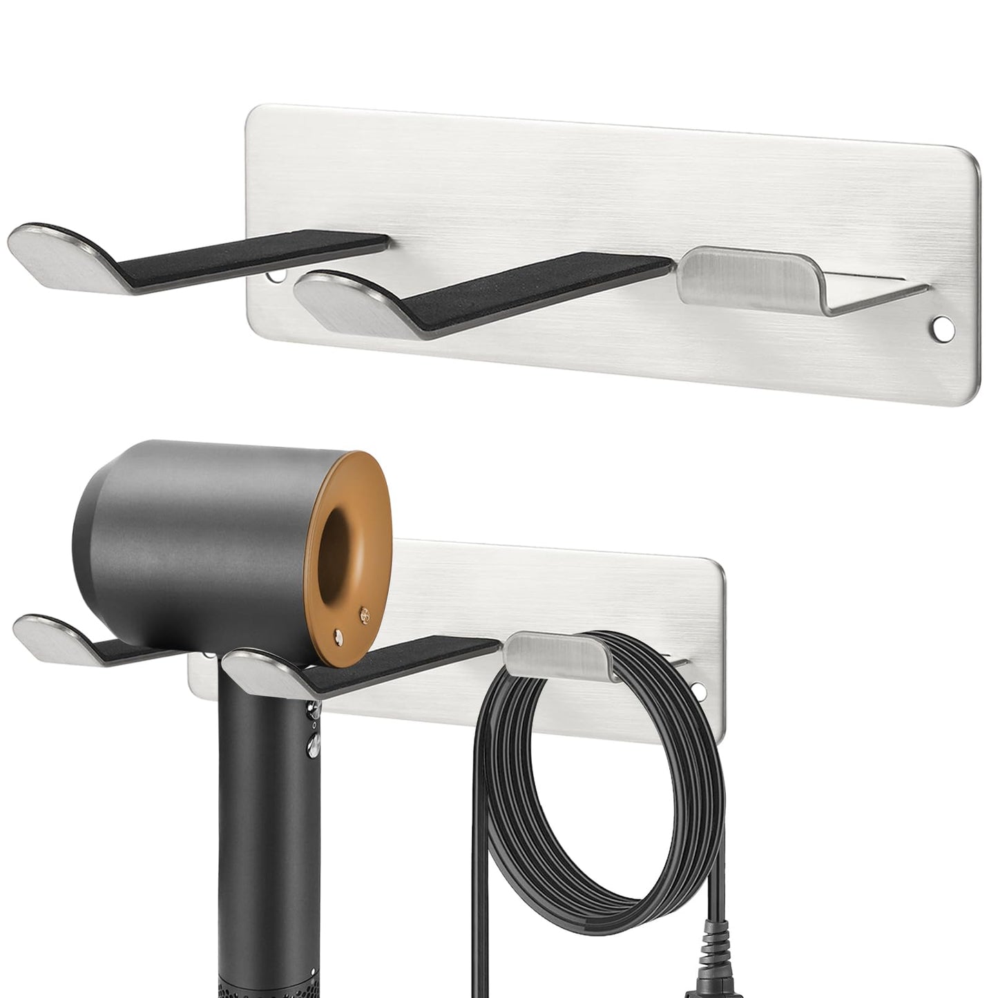 YOUGRIDDA Hair Dryer Holder, Wall Mounted Rack Compatible with All Hair Dryer, Space Organizer for Bathroom/Bedroom/Washroom/Barbershop, 304 Stainless