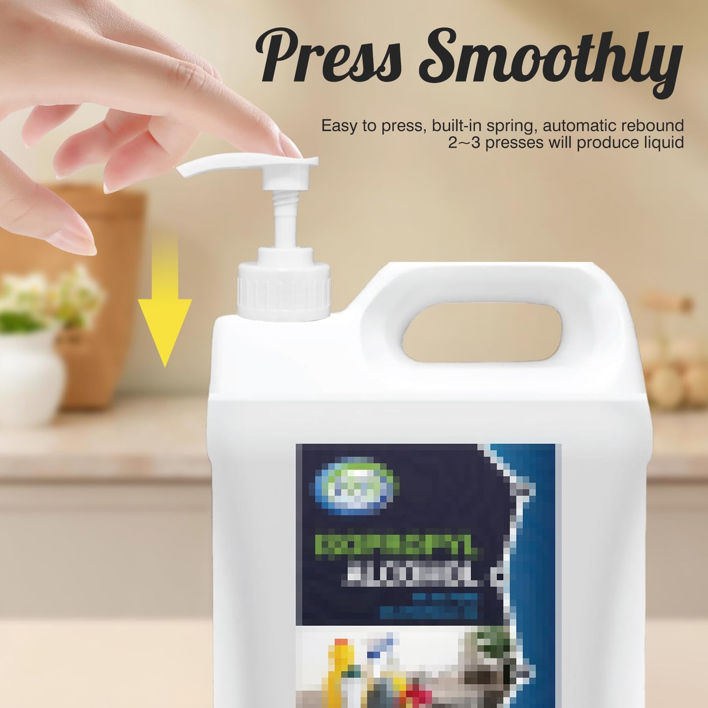 4 Pcs 5L Bottle Pump Dispenser for Isopropyl Alcohol Pump for 5ltr Container Cleaning With Tube 4ml Dose Ideal for Shampoo, Alcohol, Oils, Perfumes