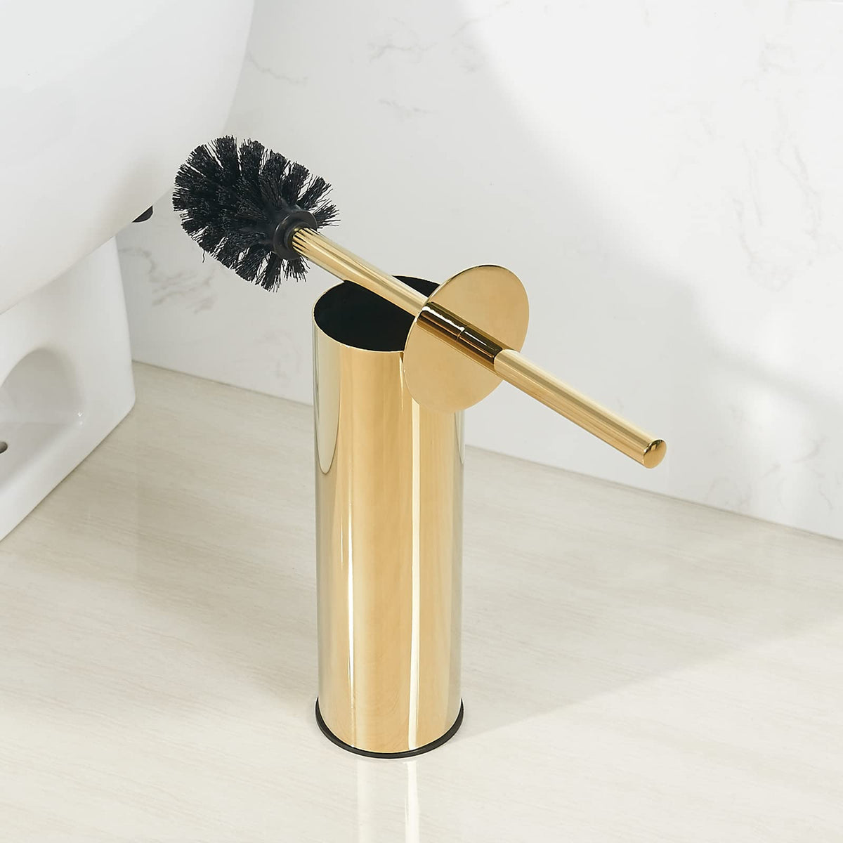 BGL 304 Stainless Steel Long Bucket Stand Round Toilet Brush Holder (gold)