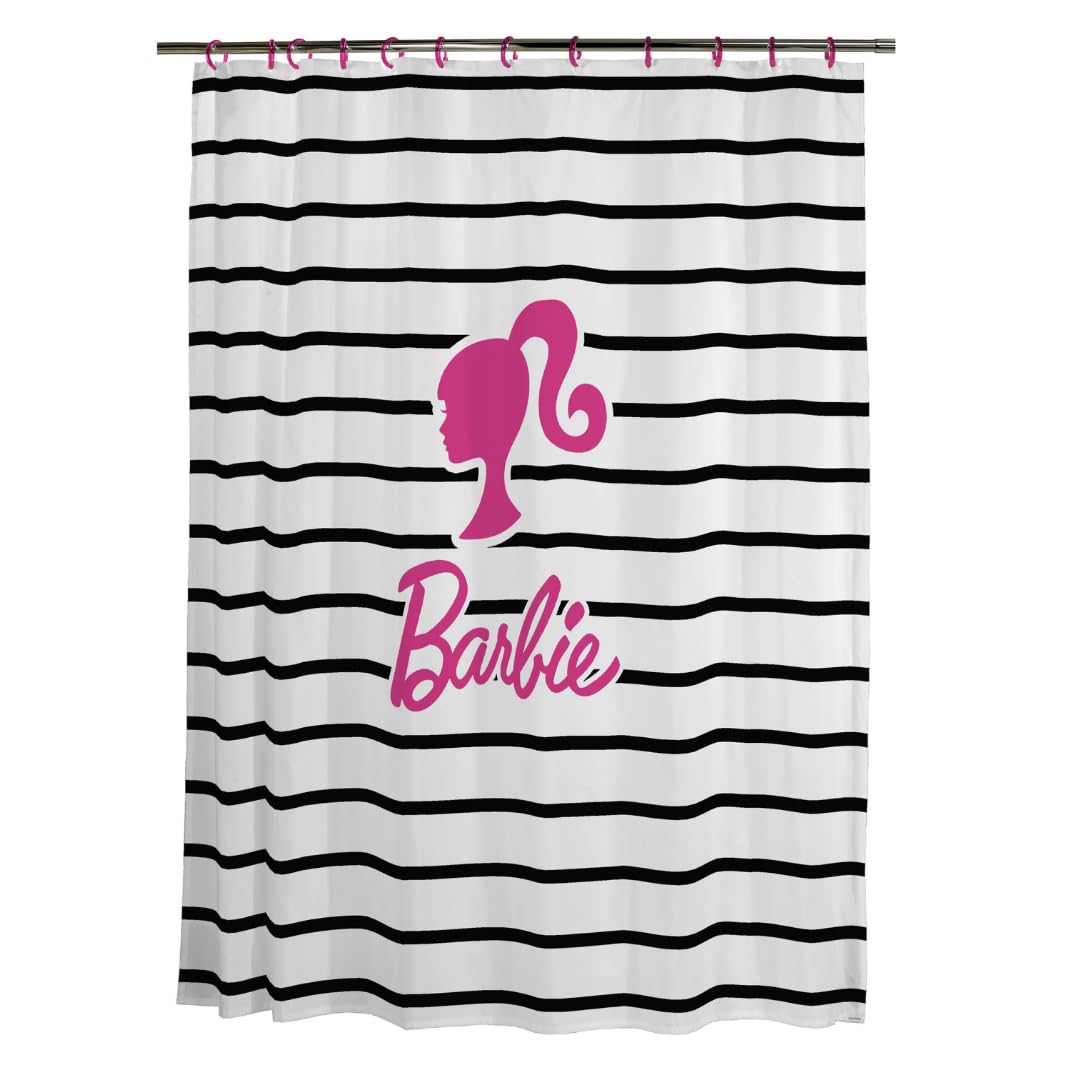Franco Barbie Glam 13 Piece Shower Curtain and Ring Set, (100% Officially Licensed Product)