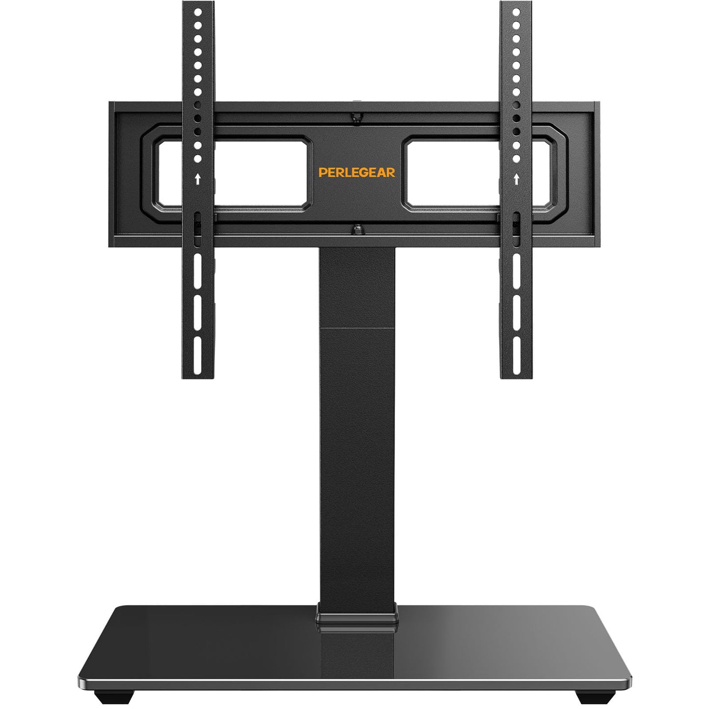 Perlegear Universal Swivel TV Stand for 32?70 inch TVs, Height Adjustable Table Top TV Stand Mount with Tilt, Tempered Glass Base, Holds up to 88 lbs,