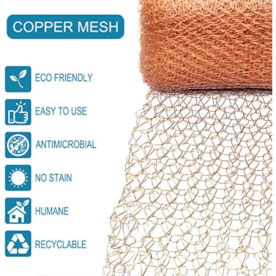 Pure Copper Mesh Rodent Pest Control, 20 Feet Fine Wire Mesh Roll for Mouse Hole Filler, Rat Snail Slug Deterrent & Trap for Indoors, Garden