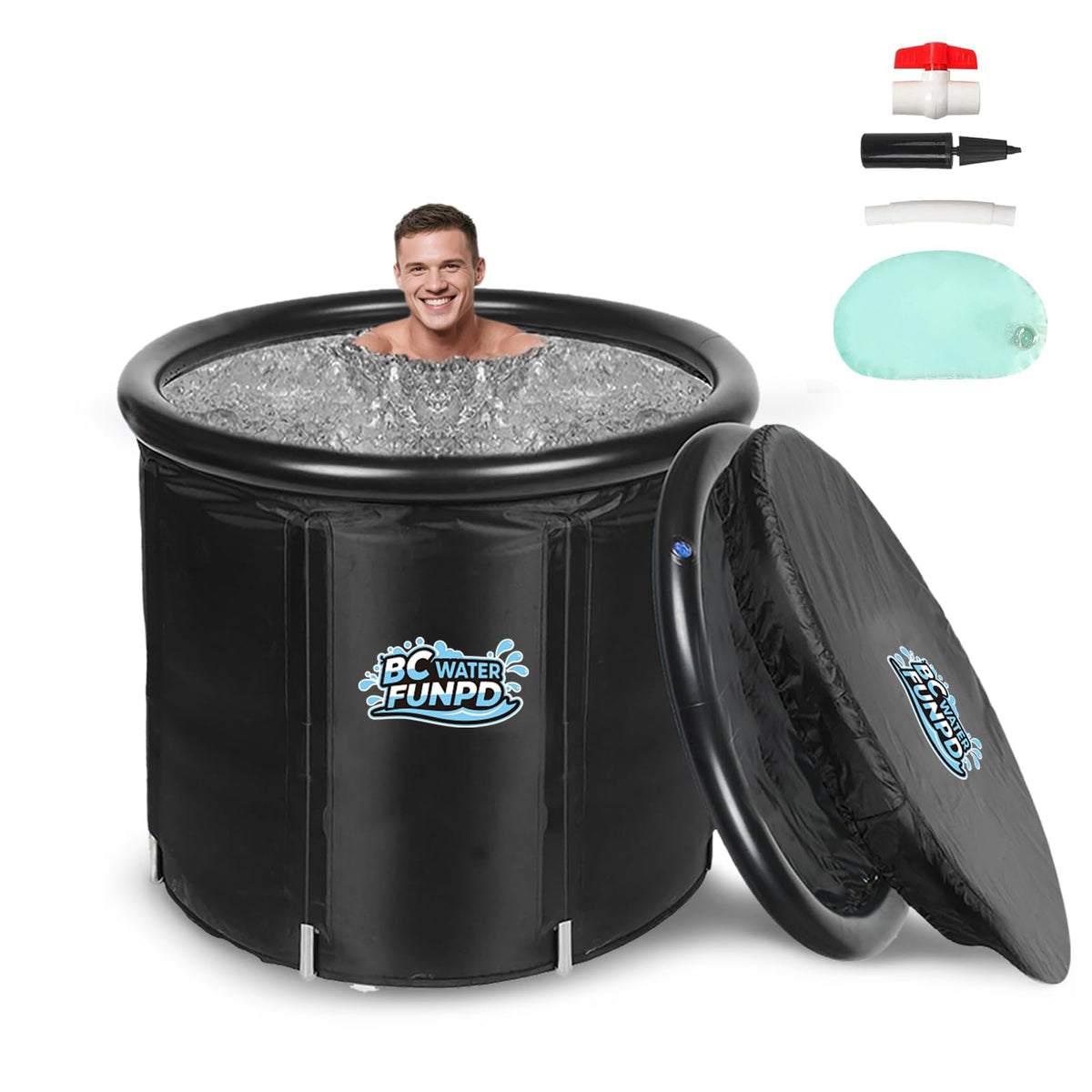 Ice Bath Tub for Athletes - Cold Plunge Tub Portable Ice Bath, Cold Plunge Tub with Cover for Recovery & Cold Water Therapy, Inflatable Cold Plunge