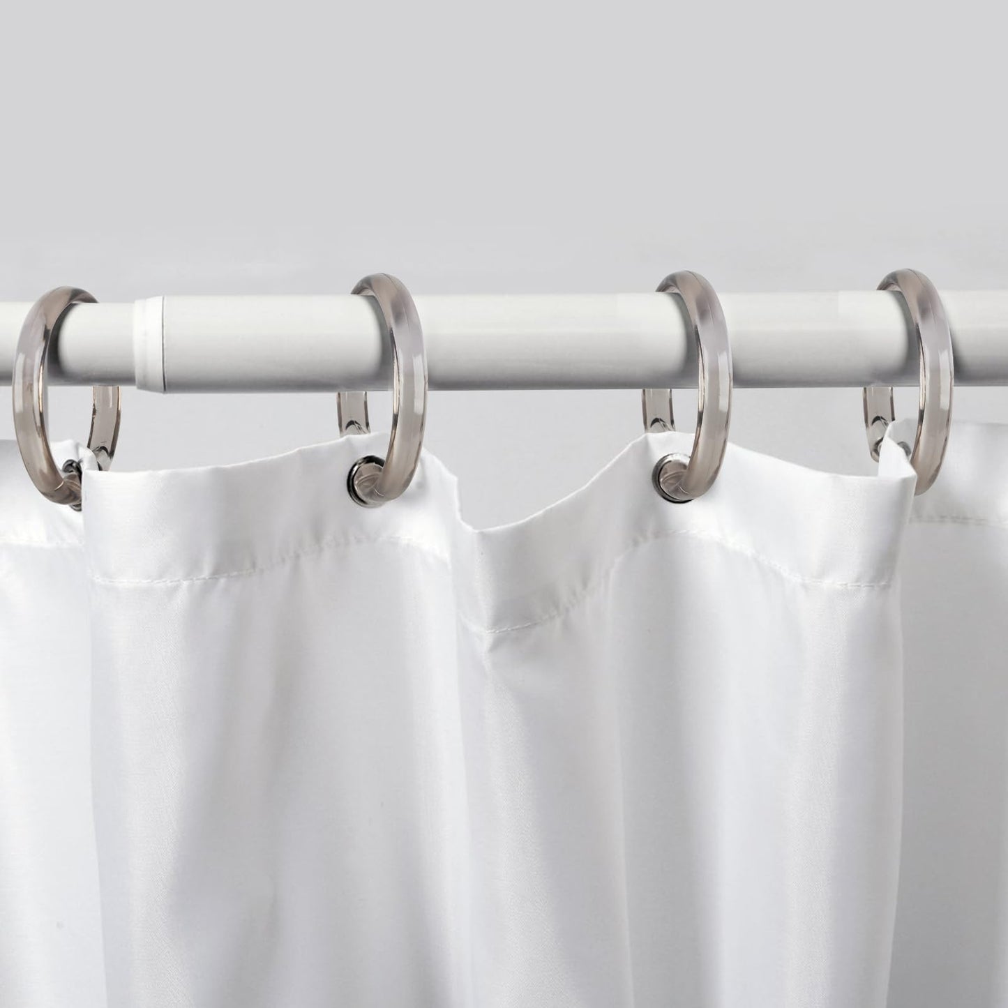 Shower Curtain Rings Plastic Curtain O Rings Hook Hanger Bath Drape Loop Clip Glide 12 Pack (Translucent Grey)