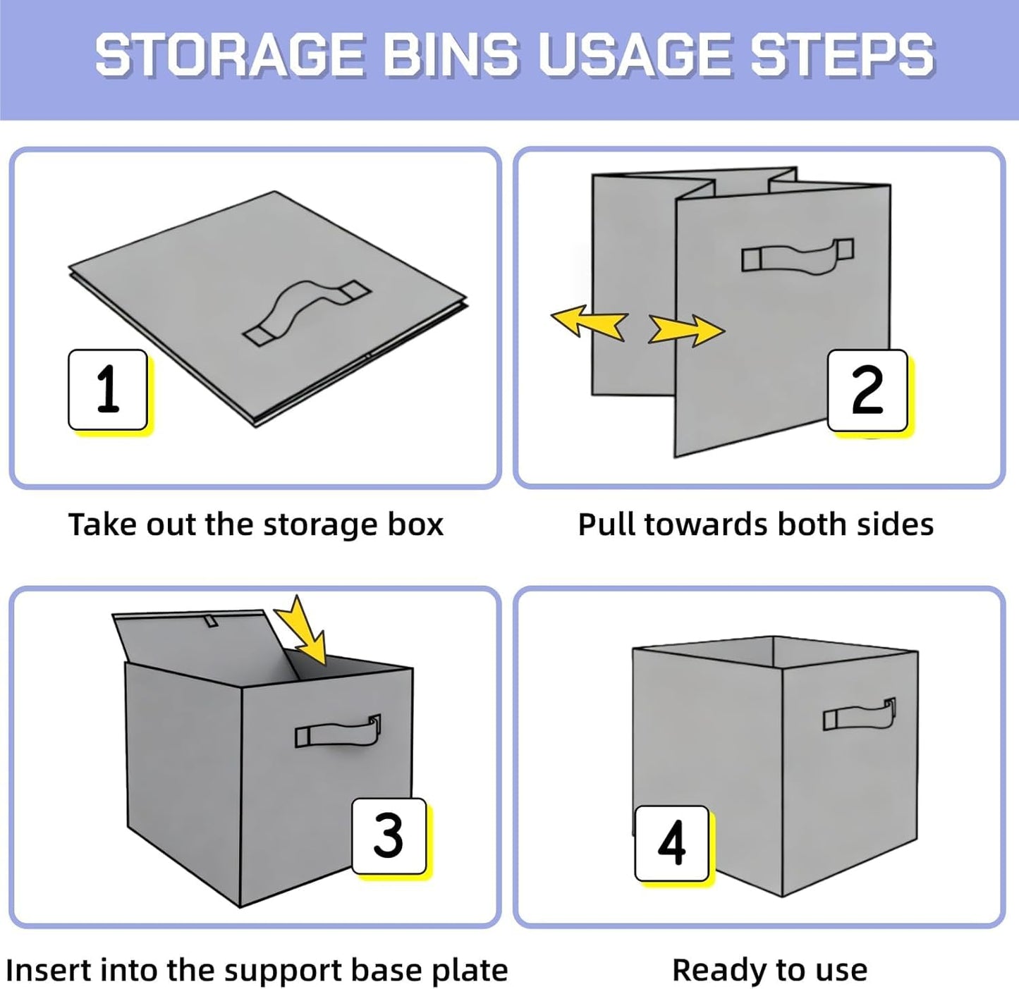 Siocok Cube Storage Boxes, 6 Pack Collapsible Fabric Storage Cube Organiser Bins with Handles