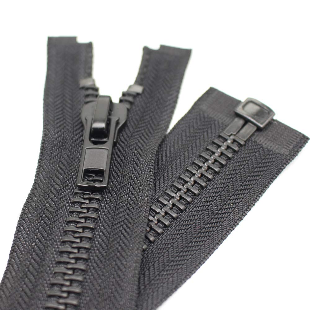 YaHoGa 33 cm #10 Large Metal Zip Separable Zip for Coat, Jacket (Black)