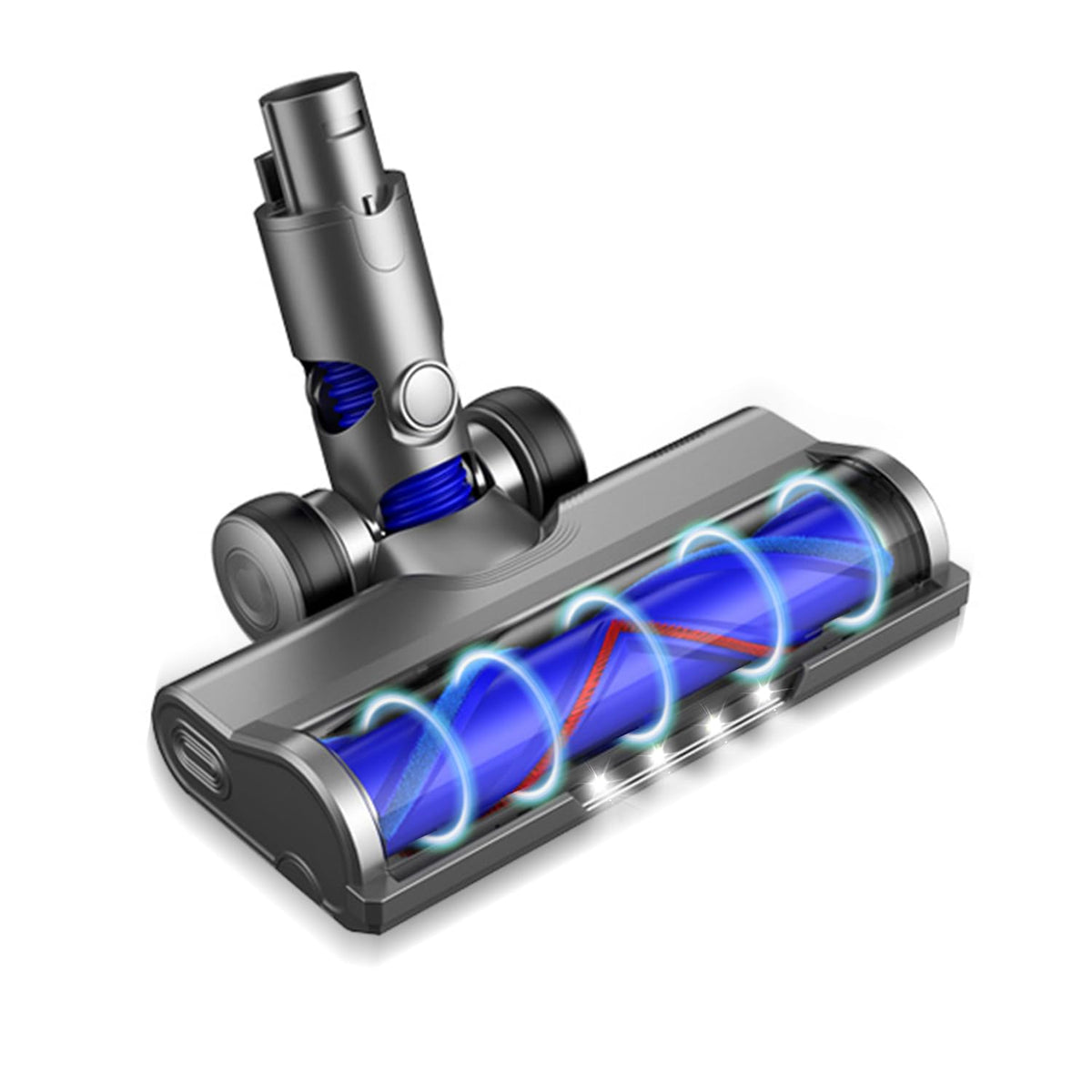 Replacement Head Compatible with Dyson V6 DC58 DC59 DC61 DC62 DC72 DC74, Motorised V-Shape Brush Head with LED Lights, Dual Roller Vacuum Cleaner for