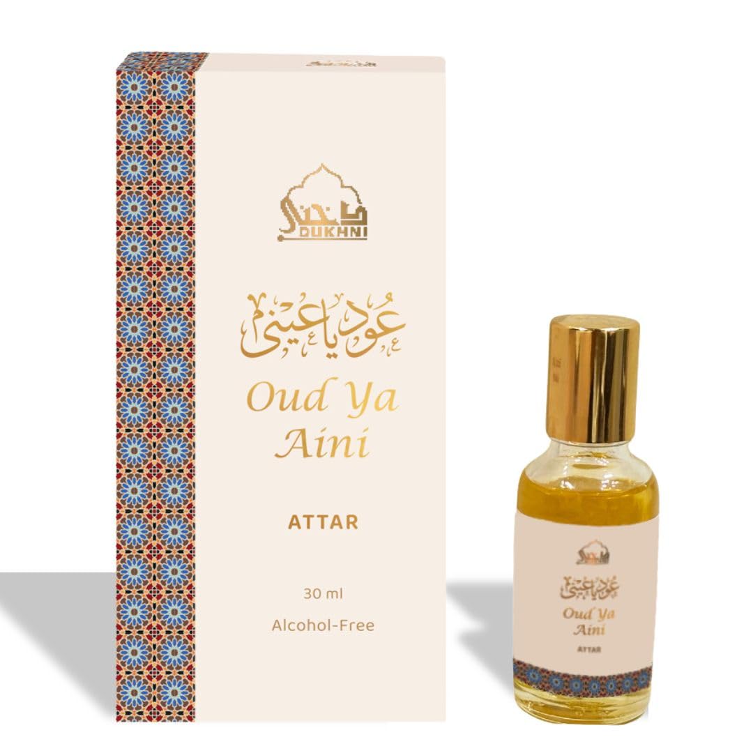Oud ya Aini Attar Oil by Dukhni | Arab perfume oils for men and women | 30ml Pure roll on perfume, oud oil, woody oudh attar | Eid, Ramadan, Umrah