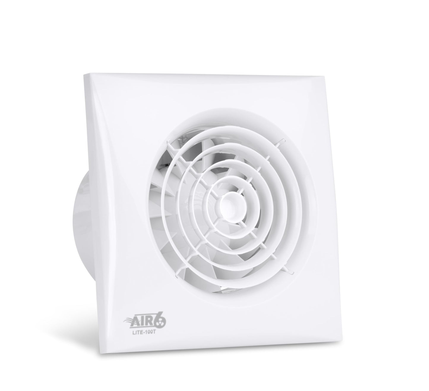 AIR 6 Lite-100T Powerful-95m3/h & Quiet-30dB(A) Extractor Fan with Timer for 4'' 100mm Ducting-White (100mm 4inches)