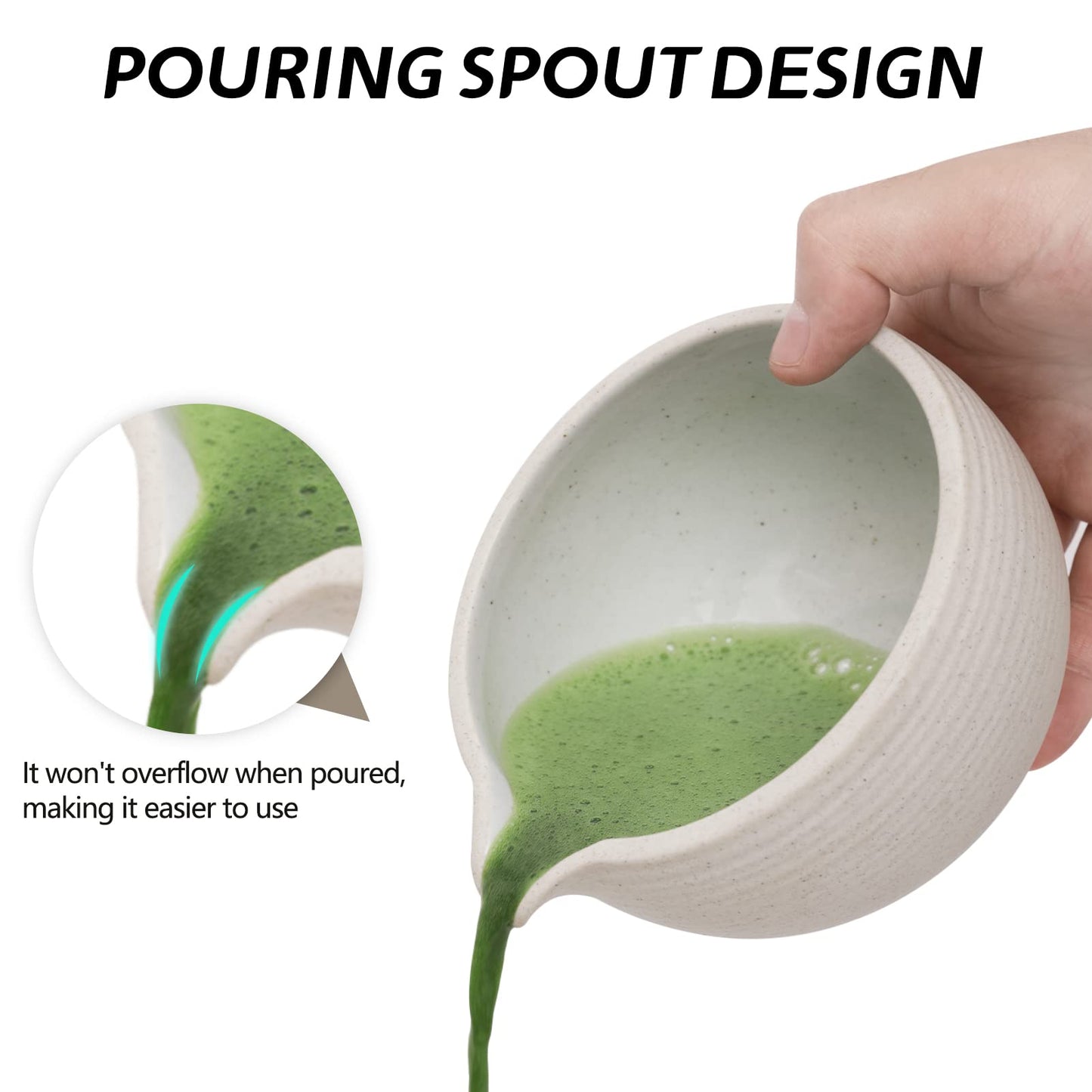 Artcome Japanese Matcha Tea Set, Matcha Bowl with Pouring Spout, Tea Tray, Matcha Whisk, Ceramic Whisk Holder, Matcha Powder Caddy, Handmade Matcha