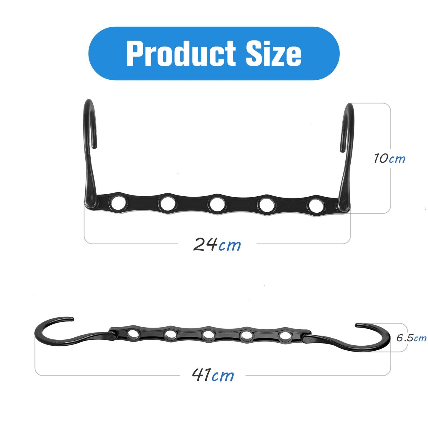 Rainberg 6pcs Magic Clothes Hangers Space Savers, Coat Hangers Space Saving, Wardrobe Space Saver Hangers. (Pack of 6, Black)