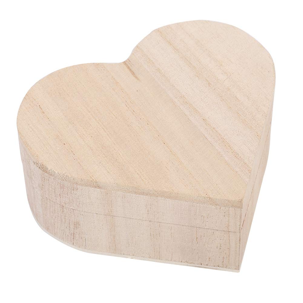 Wooden Storage Box with Lid Wood Jewelry Box Lovely Heart-Shaped Wood Box Wood Craft Boxes Unpainted Wooden Box for Home Decoration DIY Crafts