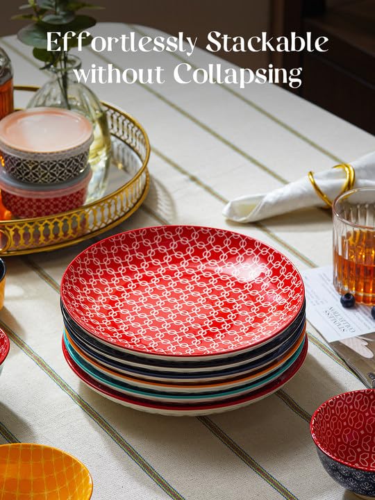 DOWAN 21.6cm Colorful Side Plates, Dessert Plates for Salad, Pasta, Pancakes, Steak - Small Serving Plates for Party, Wedding, Easter, Restaurant,
