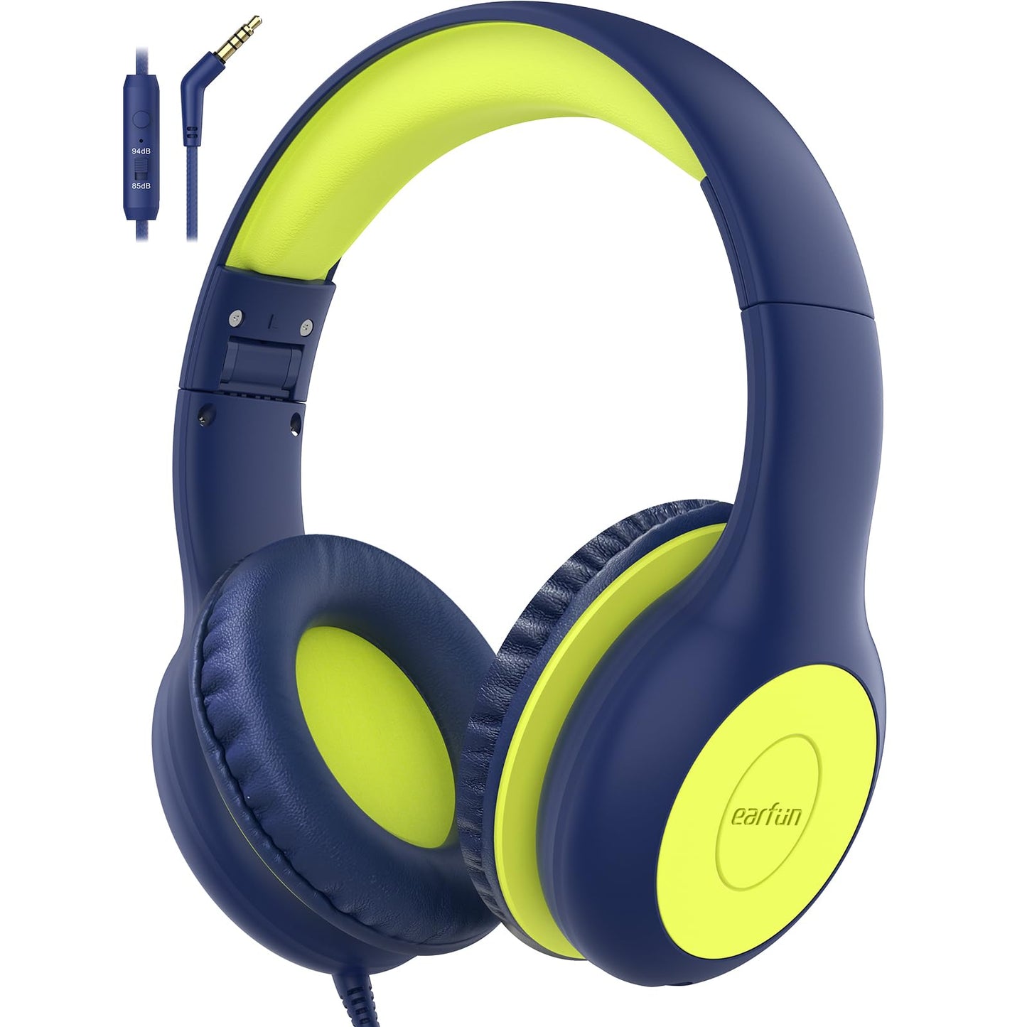 EarFun Kids Headphones with Mic, Wired Headphones Kids 85/94dB Volume Limit, Sharing Function, Stereo Sound Adjustable Headband Children Headphone for