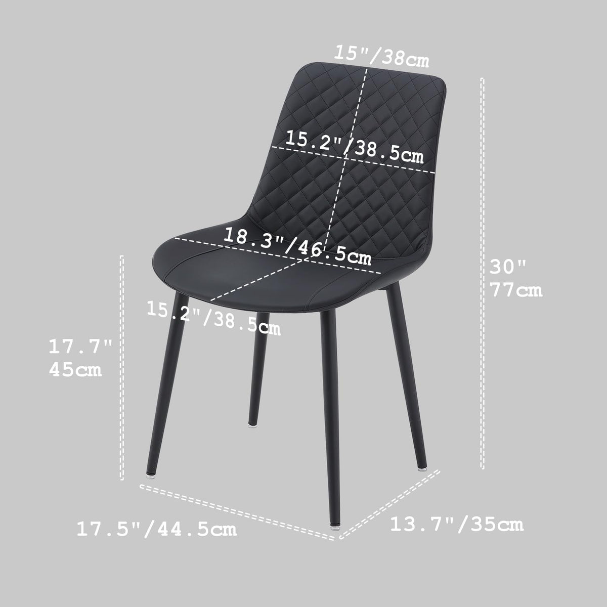 MSOBAIW Mid Century Modern Dining Chairs Set of 4, Black Upholstered Faux Leather Kitchen Chairs With Metal Legs For Dining & Living Room