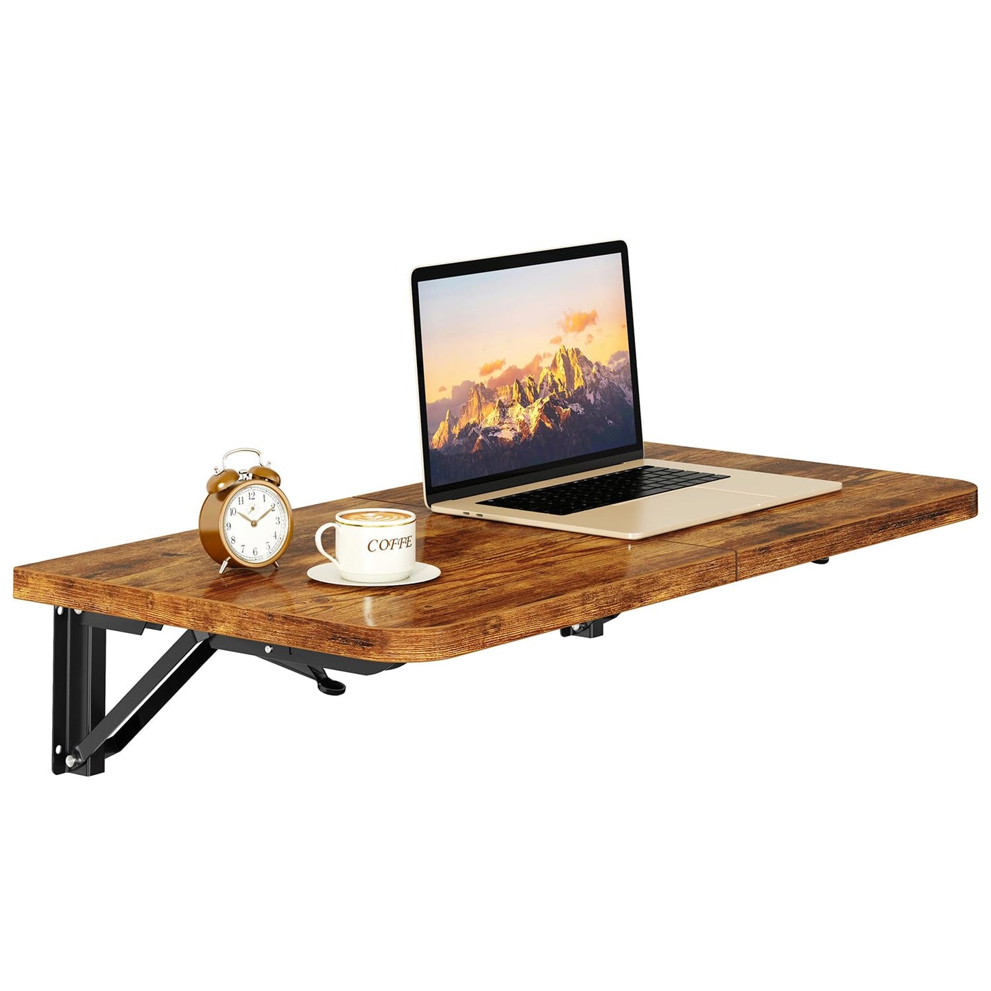 IBUYKE Wall Mounted Folding Table, Floating Wall Desk for Small Spaces, Fold Down Laundry Shelf with Heavy-Duty Brackets